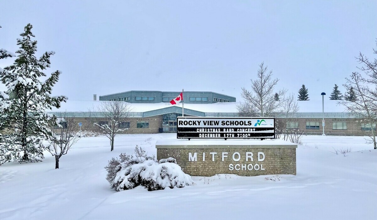 Outside View of Mitford School in the winter